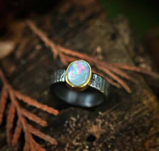 Oxidized Opal Sunset Ring