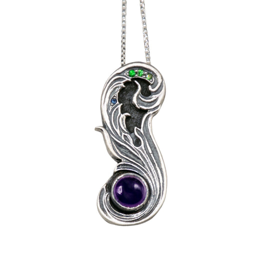 Engraved Amethyst Pendant