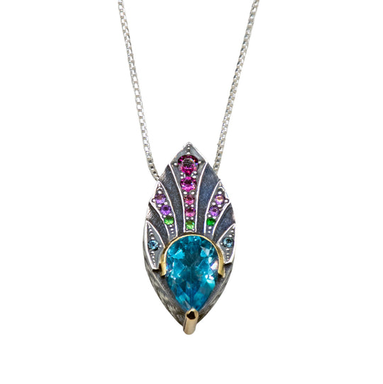 Art Deco Pendant with London Blue Topaz