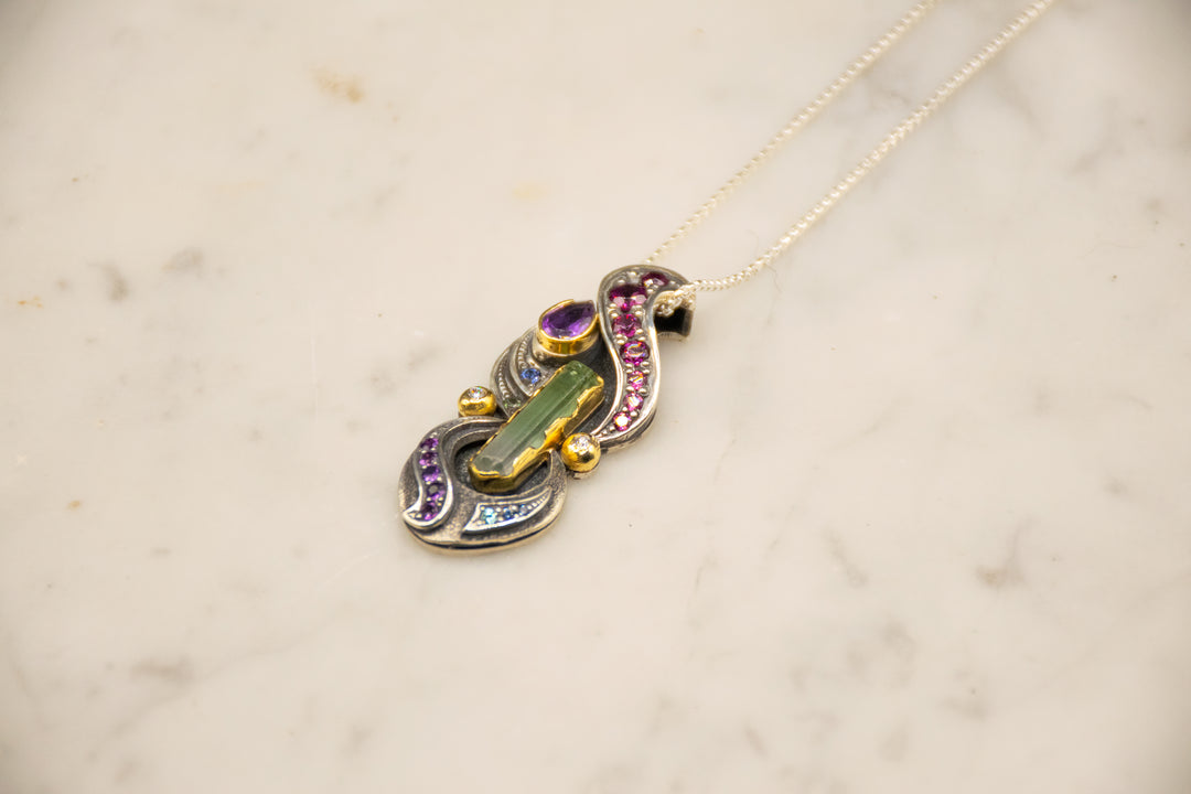 Art Deco Tourmaline Crystal Pendant