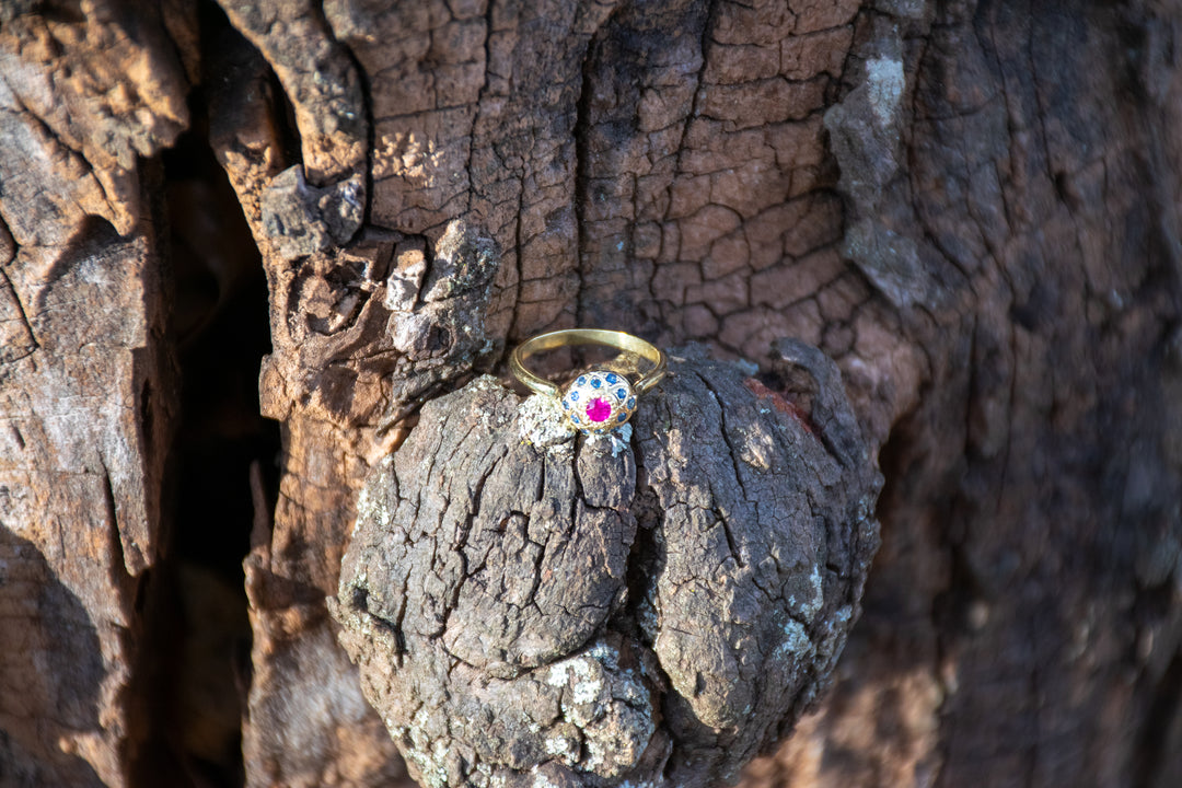 18k Ruby Flower of Life Ring