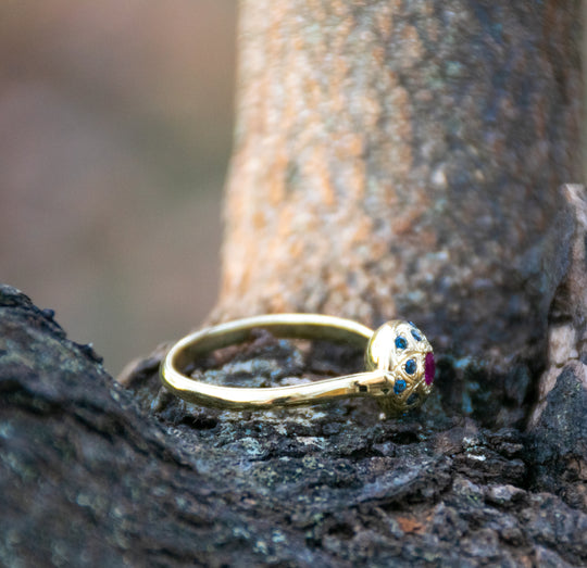 18k Ruby Flower of Life Ring