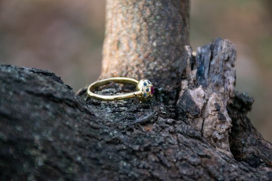 18k Ruby Flower of Life Ring