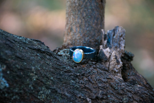 Oxidized Opal Sunset Ring