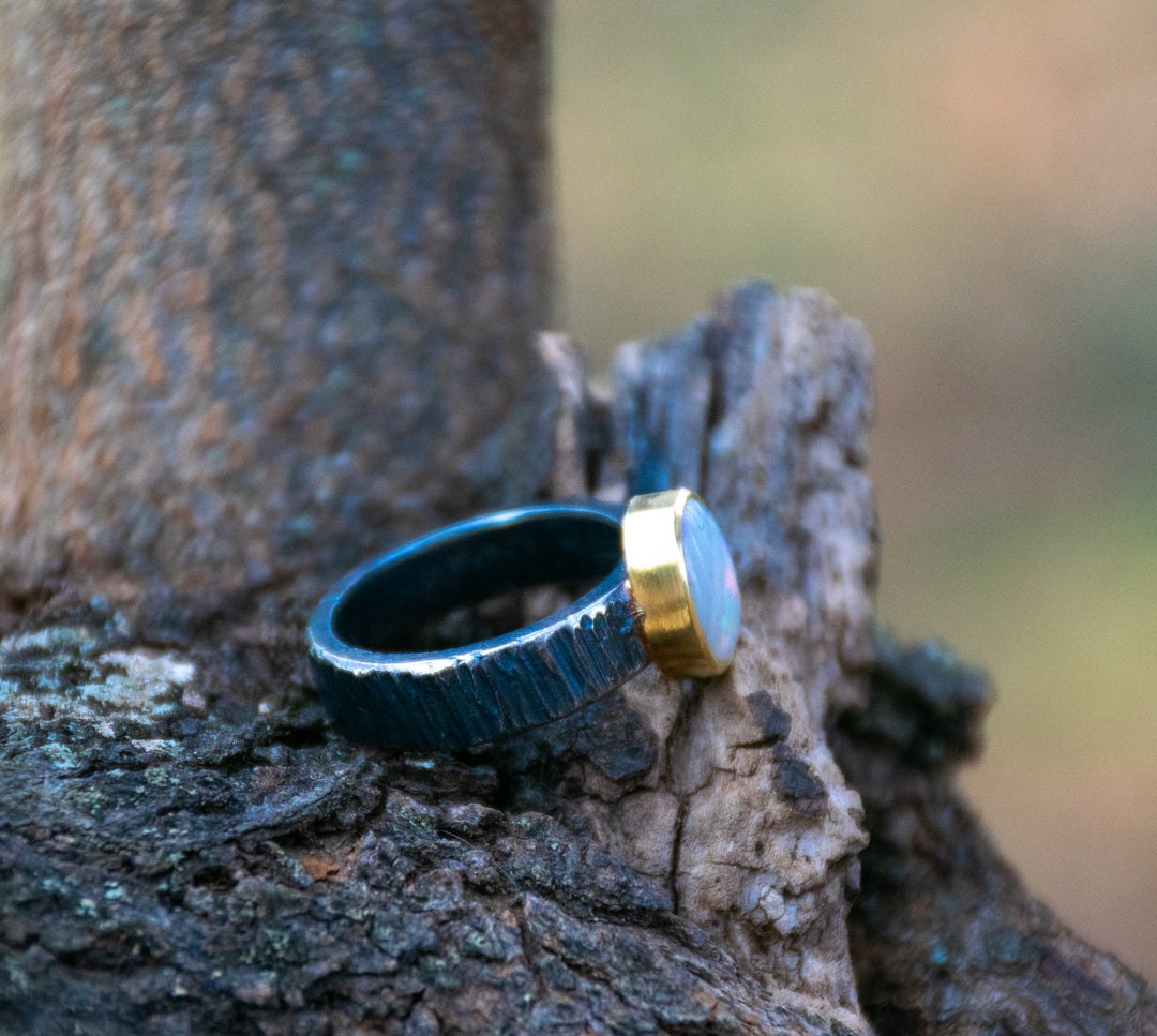 Oxidized Opal Sunset Ring