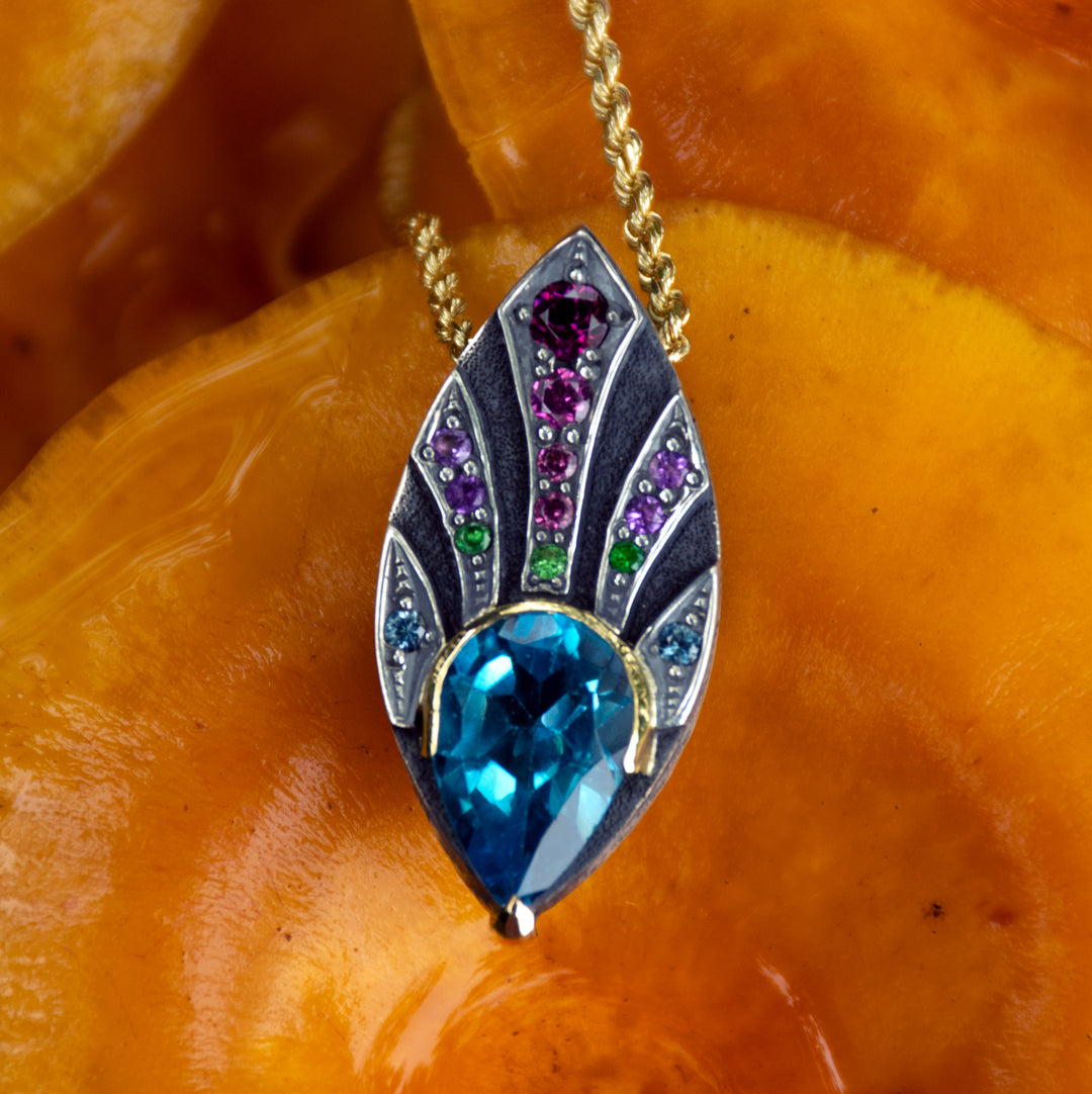 Art Deco Pendant with London Blue Topaz