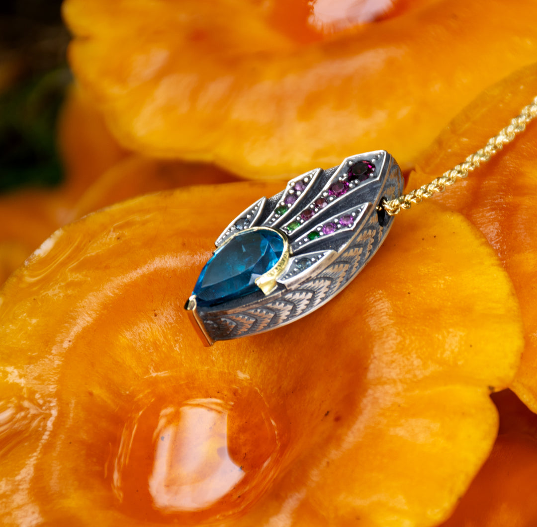 Art Deco Pendant with London Blue Topaz