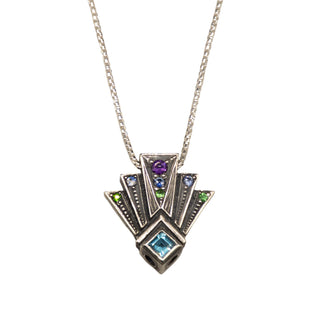 Geometric Pendant with Swiss Blue Topaz & Amethyst