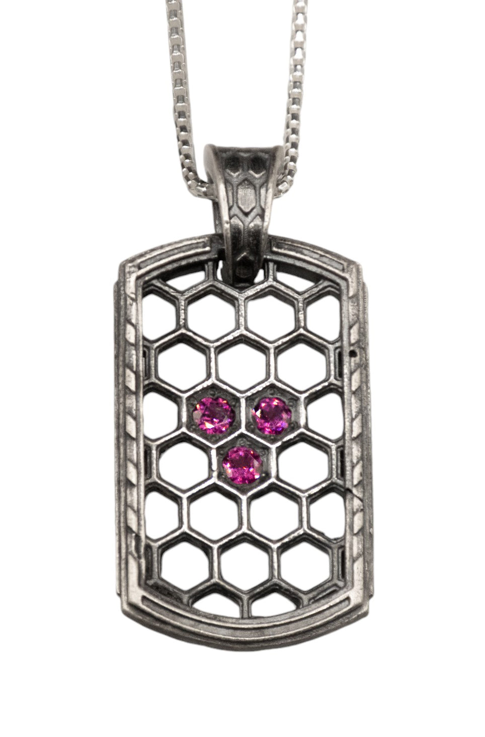 Honeycomb Pendant with Rhodolite Garnets