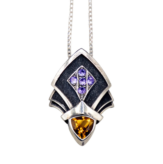 Art Deco Crown Pendant with Citrine