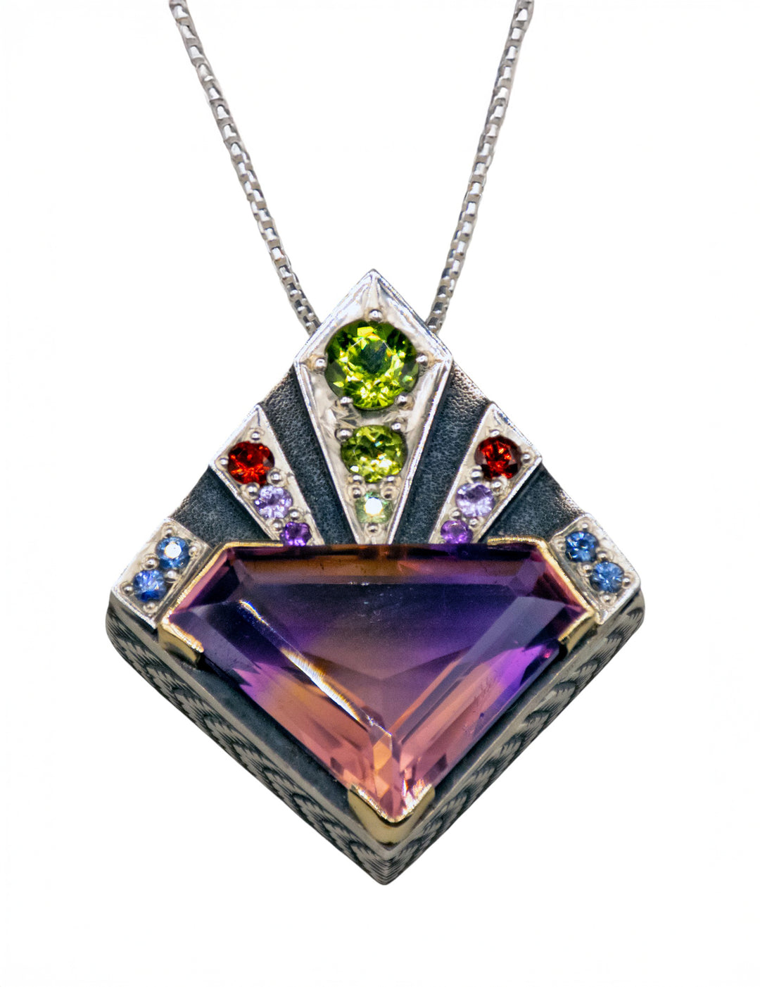 Art Deco Shield Pendant with Ametrine