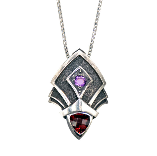 Art Deco Crown Pendant with Garnets