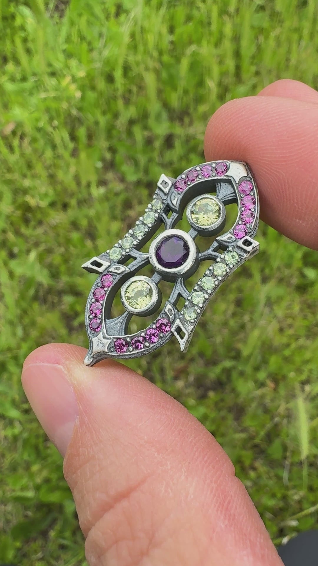 Sterling silver art deco style pendant